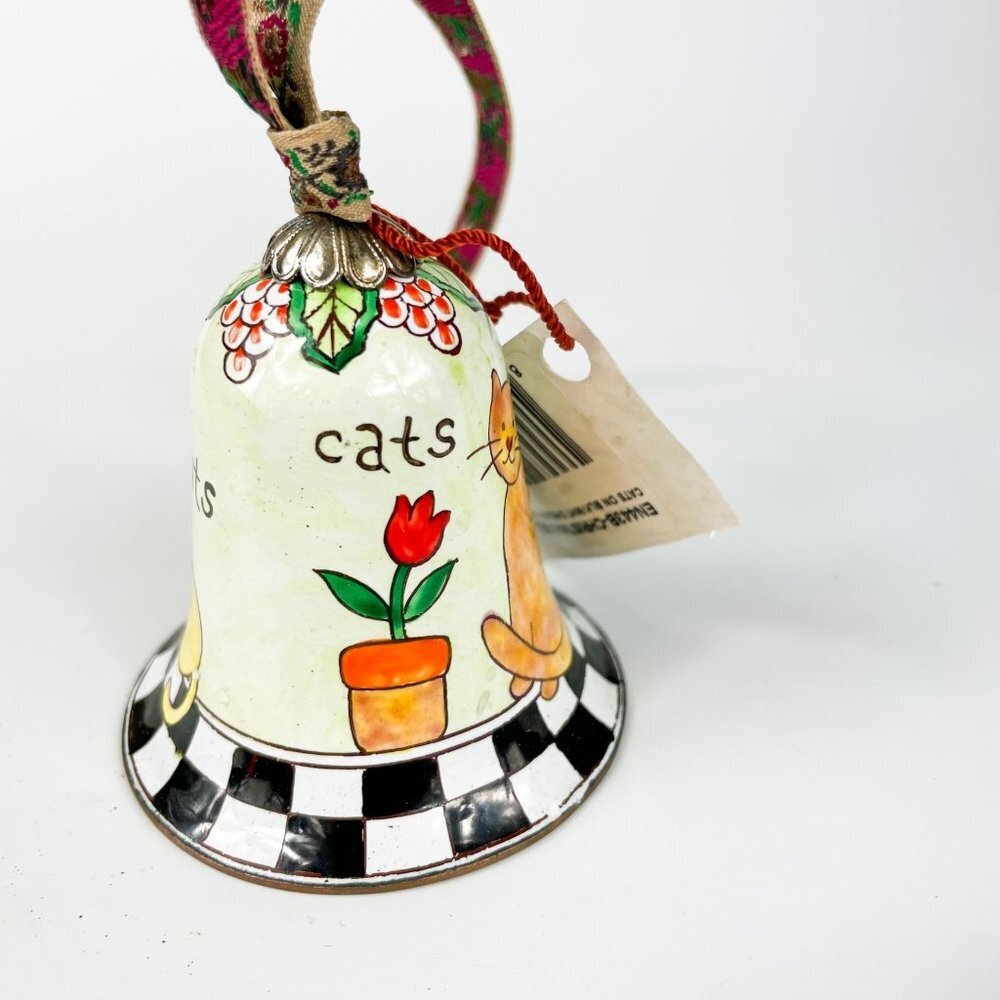 Kelvin Chen Cats on Checkered floor Enameled Bell - Picture 2 of 5
